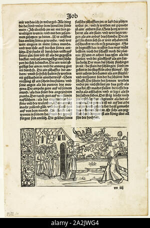 Abbildung aus dem 14. Deutschen Bibel, Platte 21 von Holzschnitten aus Büchern aus dem 16. Jahrhundert, 1518, in Portfolio 1937 montiert, unbekannter Künstler (Deutsch, 16. Jahrhundert), von Max Geisberg (Schweiz, 1875-1943), Deutschland, Holzschnitt auf Papier, 85 × 155 mm (Bild), 254 × 158 mm (Bild/te × t) 308 × 209 mm (Blatt Stockfoto