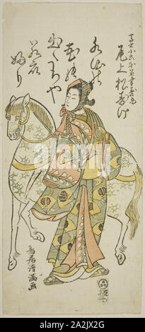 Der Schauspieler Onoe Matsusuke ich als Koroku im Spiel Furitsumu Hana Nidai Genji, am Ichimura Theater im elften Monat, 1765, 1765 DURCHGEFÜHRT, Torii Kiyomitsu I, Japanisch, 1735 - 1785, Japan, Farbe holzschnitt, hosoban, benizuri-e, 12 1/4 x 5 1/2 in. Stockfoto