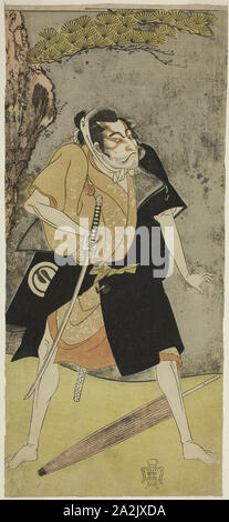 Der Schauspieler Sawamura Sojuro II als Outlaw, C. 1769, Shunsho Katsukawa 勝川 春章, Japanisch, 1726-1792, Japan zugeschrieben, Farb Holzschnitt, hosoban, aus einem mit mehreren Blättern Zusammensetzung (?), 31,8 x 14,5 cm (12 1/2 x 5 11/16 in Stockfoto