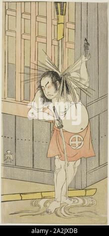 Der Schauspieler Otani Hiroji III, möglicherweise als Akaneya Hanshichi im Spiel Fuji keine Yuki Kaikei Soga (Schnee auf dem Mt. Fuji: Die Soga Vendetta), am Ichimura Theater aus dem 15. Tag des ersten Monats, 1770 durchgeführt, C. 1770, Shunsho Katsukawa 勝川 春章, Japanisch, 1726-1792, Japan zugeschrieben, Farb Holzschnitt, hosoban, 31,5 x 15,2 cm (12 6/16 x 6 Stockfoto