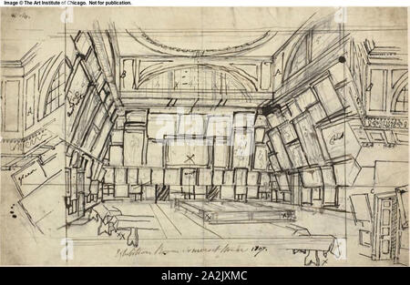 Studie für Ausstellungsraum, Somerset House, vom Mikrokosmos von London, C. 1808, Charles Augustus Pugin, Englisch, geboren in Frankreich, 1762-1832, England, Graphit auf Creme webte Papier, 185 × 248 mm. Stockfoto