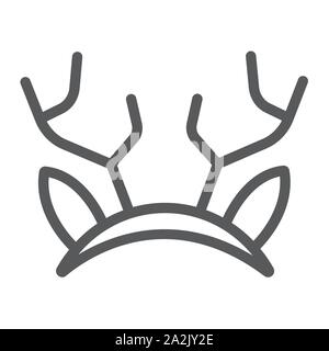 Rentier Ohren Maske Symbol Leitung, Urlaub und Dekor, party Maske anmelden, Vektorgrafiken, ein lineares Muster auf weißem Hintergrund. Stock Vektor