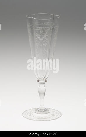 Champagner Flöte, 19. Jahrhundert, J., Österreichische, gegründet 1822, Wien, Glas, klar und mit Quadri-Gelappt Schüssel, H. 17,5 cm (6 7/8 in durchgebrannt Stockfoto