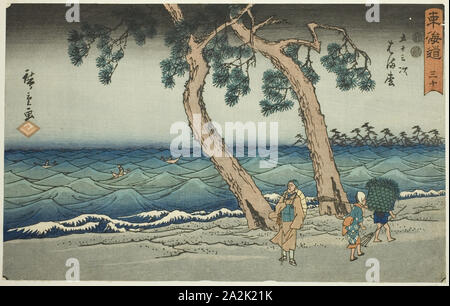 Hamamatsu-Nr. 30, aus der serie Dreiundfünfzig Stationen des Tokaido (Tokaido gojusan tsugi), auch als reisho Tokaido, C. 1847/52, Utagawa Hiroshige 歌川 広重, Japanisch, 1797-1858, Japan, Farbe holzschnitt, Oban, 21,5 x 34,3 cm (8 5/6 x 13 1/2 in. Stockfoto