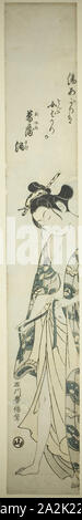 Frau Dressing nach Ihrer Badewanne, C. 1755/65, Ishikawa Toyonobu, Japanisch, 1711-1785, Japan, Farbe holzschnitt, hashira-e, benizuri-e, 68,8 x 10,2 cm Stockfoto