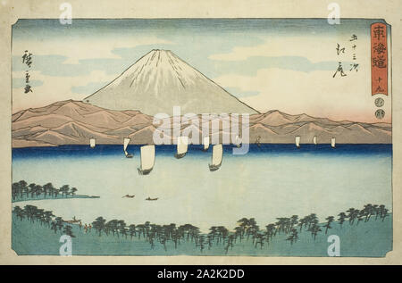 Ejiri-Nr. 19, aus der serie Dreiundfünfzig Stationen des Tokaido (Tokaido gojusan tsugi), auch als reisho Tokaido, C. 1847/52, Utagawa Hiroshige 歌川 広重, Japanisch, 1797-1858, Japan, Farbe holzschnitt, Oban, 24,2 x 36,6 cm (9 1/2 x 14 7/16 Stockfoto