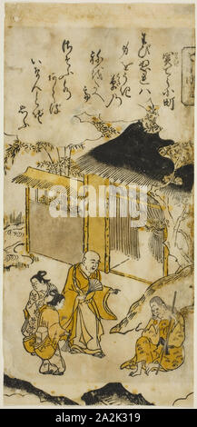 Komachi in Sekidera (sekidera Komachi), Nr. 5 aus der Serie sieben Komachi (Nana Komachi), C. 1716/36, Nishimura Shigenaga, Japanisch, 1697 (?)-1758, Japan, Handkolorierter Holzschnitt, hosoban, Beni-e, 27,9 x 13,2 cm (11 x 5 3/16 in. Stockfoto