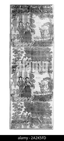 Panel (Dekorationsstoff), C. 1785, nachdem Daniel Mytens, der Ältere (Niederländisch, C. 1590-1647), von Sir Robert Peel (Englisch, c. gegründet Hergestellt 1770), England, Baumwolle, in Leinwandbindung, Kupferstich gedruckt, 199,4 × 70,4 cm (78 1/2 x 27 3/4 in Stockfoto
