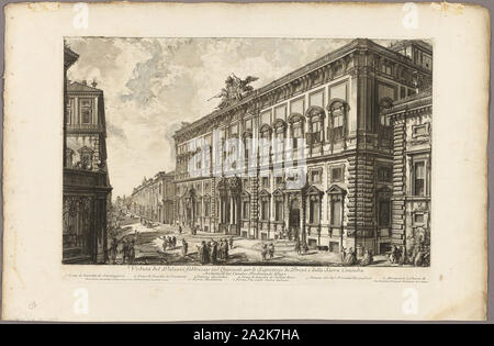 Blick auf den Palazzo Della Consulta auf dem Quirinal Gehäuse der Päpstlichen Sekretariat, von Ansichten von Rom, 1750/59, Giovanni Battista Piranesi, Italienischer, 1720-1778, Italien, Radierung auf schwerem Elfenbein Papier, 376 x 610 mm (Bild), 406 x 617 mm (Platte), 528 x 803 mm (Blatt festgelegt Stockfoto