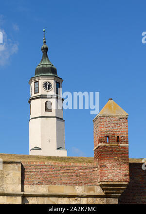 Der sahat Turm auf die innere Stambol Tor, die Festung Kalemegdan, Belgrad, Serbien Stockfoto