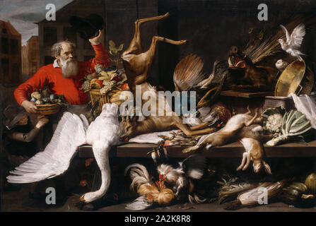 Noch immer leben mit Toten Spiel, Früchte und Gemüse auf einem Markt, 1614, Frans Snyders, Flämisch, 1579-1657, Flandern, Öl auf Leinwand, 212 × 308 cm (83 1/2 × 121 1/4 Stockfoto