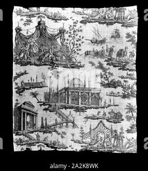 La Foire du Caire (Kairo) (Dekorationsstoff), C. 1800, möglicherweise durch die Val-de-Travers (Französisch, aktive c ausgelegt. 1785-1800) oder Courvoisier (Französisch, Aktive c. 1785-1800), von Petitpierre Frères & Cie (Französisch, 1790-1803), Frankreich, Nantes, Nantes, Baumwolle, in Leinwandbindung hergestellt, Kupferstich gedruckt, 110,9 x 93,4 cm (43 5/8 x 36 3/4 in Stockfoto