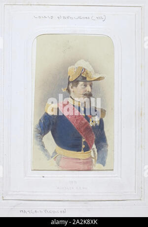 Napoleon III., 1860-69, Mayer und Pierson, Französisch, Aktiv, 1855-1878, Frankreich, Eiklar drucken, 8,7 × 5,4 cm (Bild/Papier), 10,4 × 6 cm (mount Stockfoto