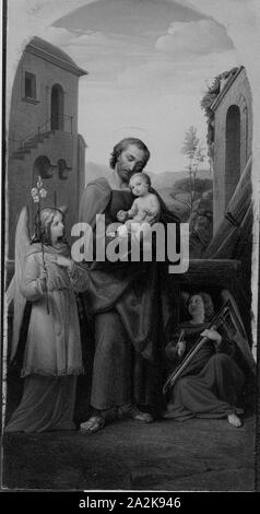 St. Joseph und Christus Kind, 1840 Leopold Kupelwieser, Österreichische, 1796-1862, Österreich, Öl auf Kupfer, 13 3/16 x 6 5/8 in. (33,5 × 17,4 cm Stockfoto