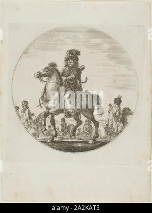 Ungarische Reiter, C. 1651, Stefano Della Bella, Italienisch, 1610-1664, Italien, Radierung in Schwarz auf Elfenbein Bütten, 190 x 190 mm (Blatt Stockfoto