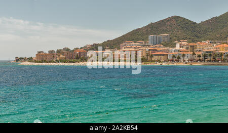 Ajaccio Strand Stadtbild mit dem Boulevard Pascal Rossini. Insel Korsika, Frankreich. Stockfoto