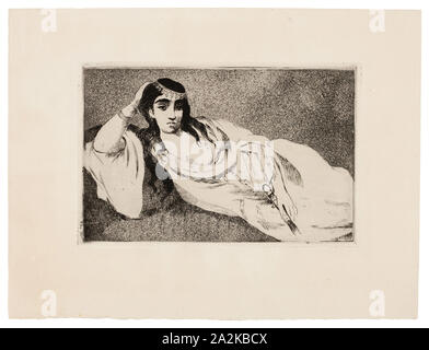 Odalisque, C. 1868, Édouard Manet, Französisch, 1832-1883, Frankreich, Radierung und Aquatinta in Schwarz auf festem Bütten, 127 × 195 mm (Bild), 129 x 198 mm (Platte), 218 × 289 mm (Blatt Stockfoto