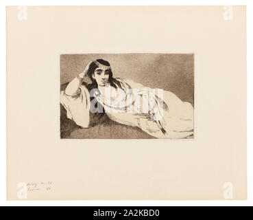 Odalisque, C. 1868, Édouard Manet, Französisch, 1832-1883, Frankreich, Radierung und Aquatinta in warmen Schwarzen auf festem Papier webten, 122 × 192 mm (Bild), 129 x 200 mm (Platte), 279 × 347 mm (Blatt Stockfoto