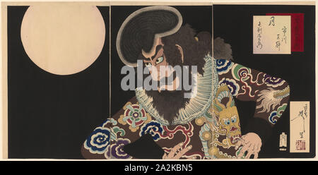 Ichikawa Danjūrō IX als Kezori Kuemon, ungefähr 1890, Tsukioka Yoshitoshi, Japanisch, 1839-1892, Japan, Farbe, Holzschnitte, ōban Triptychon, 74 x 37 cm Stockfoto