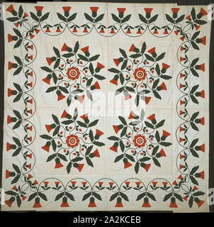 Handtücherwechsel (Quilt Top), 1850 oder später, Susan (geb. Mumma) Major (1843-1926), Usa, Pennsylvania, Dauphin County, wahrscheinlich Harrisburg, Pennsylvania, Baumwolle, in Leinwandbindung, mit Applizierten pieced Leinwandbindung, in Leinwandbindung, Walze gedruckt, 280.8 x 278.9 cm (110 cm x 109 cm Stockfoto