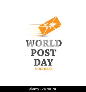 9. Oktober Welt post Tag vektor design Bild. Welt post Tag mit E-Mail und World Map image Vector Stock Vektor