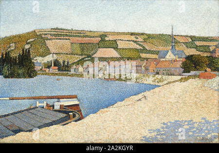 Les Andelys, Côte d'Aval, 1886, Paul Signac, Französisch, 1863-1935, Frankreich, Öl auf Leinwand, 23 cm × 36 cm. (60 × 92 cm Stockfoto