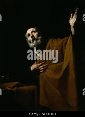 Büßer Saint Peter, 1628/32,: Lanfranco, Spanisch, 1588 - 1652, Spanien, Öl auf Leinwand, 49 cm × 38 cm. (126,5 × 97 cm Stockfoto