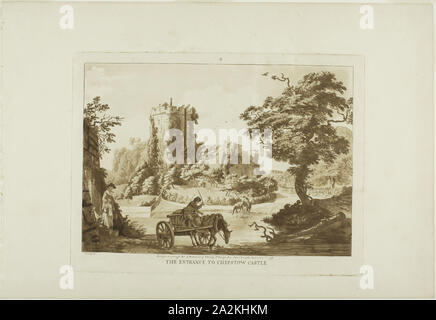 Der Eingang zum Chepstow Castle, 1776, Paul Schränke, Englisch, 1731-1809, England, Aquatinta an den cremefarbenen Papier, 237 x 314 mm (Platte), 320 × 463 mm (Blatt festgelegt Stockfoto