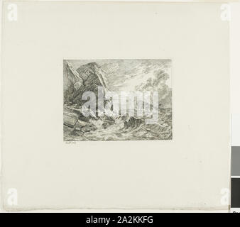 Norwegische Küste im Sturm, 1819, Johan Christian Clausen Dahl, Norwegisch, 1788-1857, Norwegen, Ätzung auf Off-white webte Papier, 245 x 195 mm (Platte), 277 x 378 mm (Blatt Stockfoto