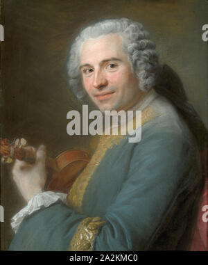 Portrait von jean-joseph Cassanéa de Mondonville, 1746/47, Maurice Quentin de Latour, Französisch, 1704-1788, Frankreich, Pastell auf blau-grau Bütten, legte an Bord, 612 × 494 mm. Stockfoto