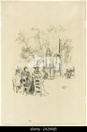 Gespräch unter der Statue, Luxembourg, 1893, James McNeill Whistler, American, 1834-1903, Usa, Transfer Lithographie in Schwarz mit stumping, an den cremefarbenen Papier, 170 x 154 mm (Bild), 294 x 200 mm (Blatt Stockfoto