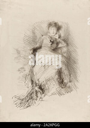 Studie, 1878, James McNeill Whistler, American, 1834-1903, United States, Lithographie, mit Kratzen, in Braun auf Creme webte Papier, 270 x 205 mm (Bild), 361 x 267 mm (Blatt Stockfoto