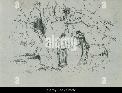 Die pastorale Spielen, 1888, Theodore Roussel, Französisch, in England, 1847-1926, England gearbeitet, das Ätzen mit Foul beißen in blau-grün auf Elfenbein Bütten, 159 × 218 mm (Bild/Platte), 165 × 213 mm (Blatt, mit Registerkarte "Unterschrift" Stockfoto