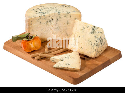 Reif Stilton Blue auf Schneidebrett Stockfoto