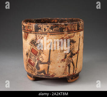 Stativ Schiff, Monkey Jäger und Händler, A.D., 850/950 Classic Maya, ulúa River Valley, Honduras oder Peten Region, Guatemala, Honduras, Keramik- und pigment, 17,8 x 19,1 cm (7 x 7 1/2 in. Stockfoto