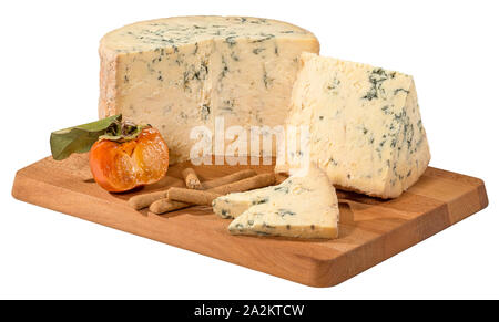 Reif Stilton Blue auf Schneidebrett Stockfoto
