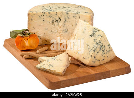 Reif Stilton Blue auf Schneidebrett Stockfoto