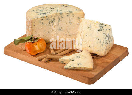 Reif Stilton Blue auf Schneidebrett Stockfoto