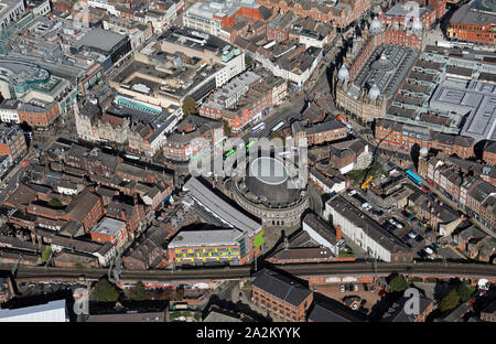 Luftaufnahme von Leeds Corn Exchange, West Yorkshire, UK Stockfoto