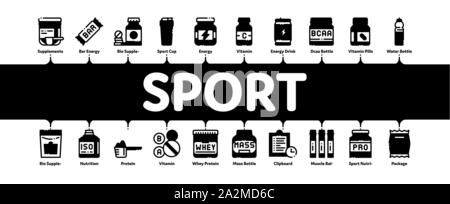 Sport Ernährung Zellen Minimal Infografik Banner Vektor Stock Vektor