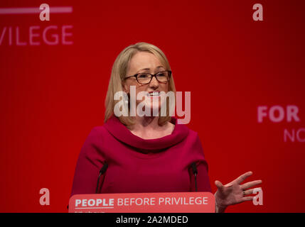 Shadow Business Sekretär, Rebecca Long-Bailey, gibt ihrer Rede auf der Konferenz der Labour Party in Brighton. Stockfoto