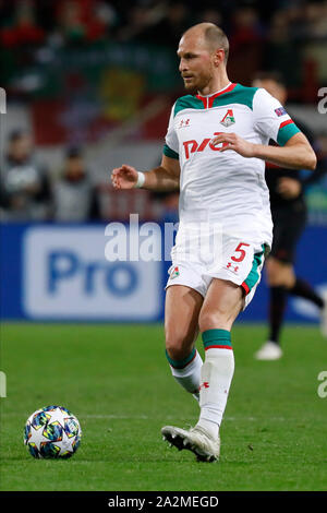 Moskau, Russland - 01. Oktober: Benedikt Howedes von Lokomotiv Moskva in Aktion während der UEFA Champions League Gruppe D Match zwischen Lokomotiv Moskva und Atletico Madrid an RZD Arena am 1. Oktober 2019 in Moskau, Russland. (Foto von MB Media) Stockfoto