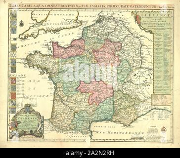 Karte, La carte Nouvelle de la France, Ses conquetes, ses Akquisitionen, et ses Bornes. Par la Paix de Ris-wick=, Nicolas de Fer (1646-1720), Kupferstich Stockfoto