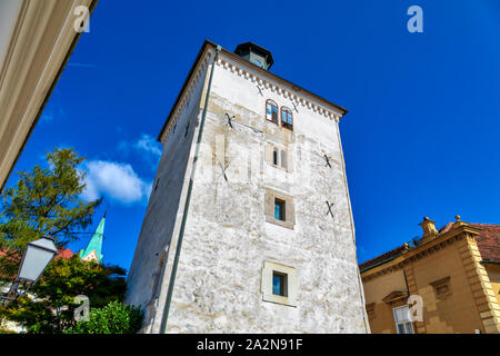 Berühmte Lotršèak-Turm in der historischen Oberstadt von Zagreb, Kroatien. Bild Stockfoto