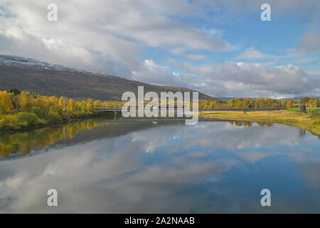 Målselva in Nordnorwegen Stockfoto