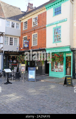 Eine Ecke von Butter Markt, in Canterbury, Kent, England Stockfoto