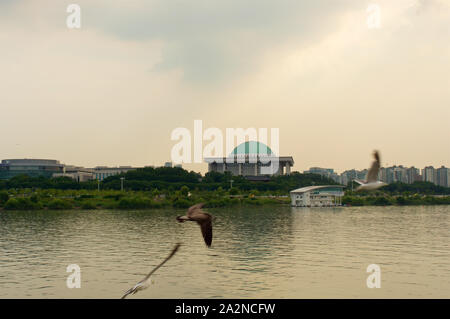 Nationalversammlung am Abend in Seoul, Südkorea Stockfoto