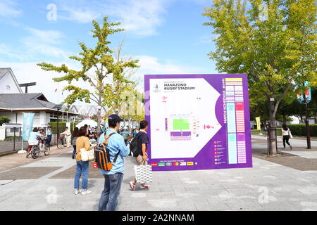 Osaka, Osaka, Japan. 3. Okt, 2019. Allgemeine Ansicht: Rugby 2019 Rugby World Cup Pool 3D/3D Match zwischen Georgien 10-45 Fidschi am Hanazono Rugby Stadion in Osaka, Osaka, Japan. Credit: Naoki Nishimura/LBA SPORT/Alamy leben Nachrichten Stockfoto