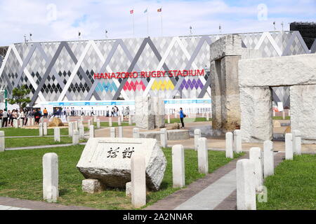 Osaka, Osaka, Japan. 3. Okt, 2019. Allgemeine Ansicht: Rugby 2019 Rugby World Cup Pool 3D/3D Match zwischen Georgien 10-45 Fidschi am Hanazono Rugby Stadion in Osaka, Osaka, Japan. Credit: Naoki Nishimura/LBA SPORT/Alamy leben Nachrichten Stockfoto