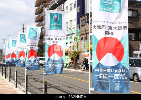 Osaka, Osaka, Japan. 3. Okt, 2019. Allgemeine Ansicht: Rugby 2019 Rugby World Cup Pool 3D/3D Match zwischen Georgien 10-45 Fidschi am Hanazono Rugby Stadion in Osaka, Osaka, Japan. Credit: Naoki Nishimura/LBA SPORT/Alamy leben Nachrichten Stockfoto